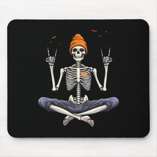 Rocker Skeleton Cap Skater Cool Halloween Punk Roc Mouse Pad (Front)