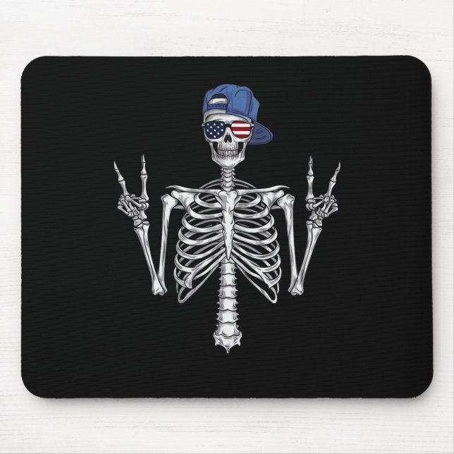 Rocker Skeleton Cap Skater Cool Halloween Punk Roc Mouse Pad (Front)