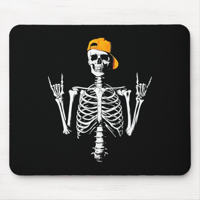 Rocker Skeleton Cap Skater Cool Halloween Punk Roc Mouse Pad (Front)