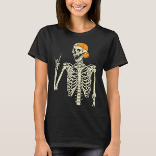 Rocker Skeleton Cap Skater Cool Halloween Punk Roc T-Shirt