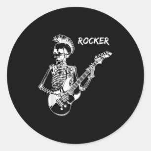 Rocker Skeleton Guitar Skater Cool Halloween Punk  Classic Round Sticker