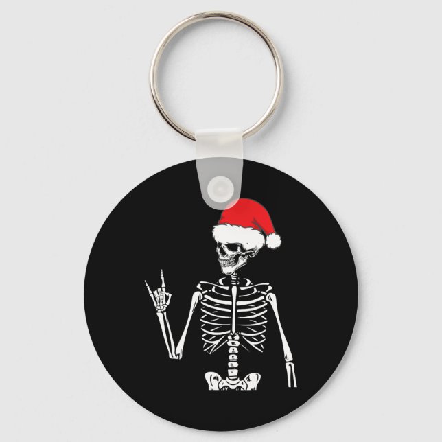 Rocker Skeleton Hand Rock On Costume Fun Christmas Key Ring (Front)