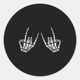 Rocker Skeleton Hand Rock On Costume Fun Halloween Classic Round Sticker