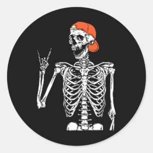Rocker Skeleton Hand Rock On Costume Fun Halloween Classic Round Sticker