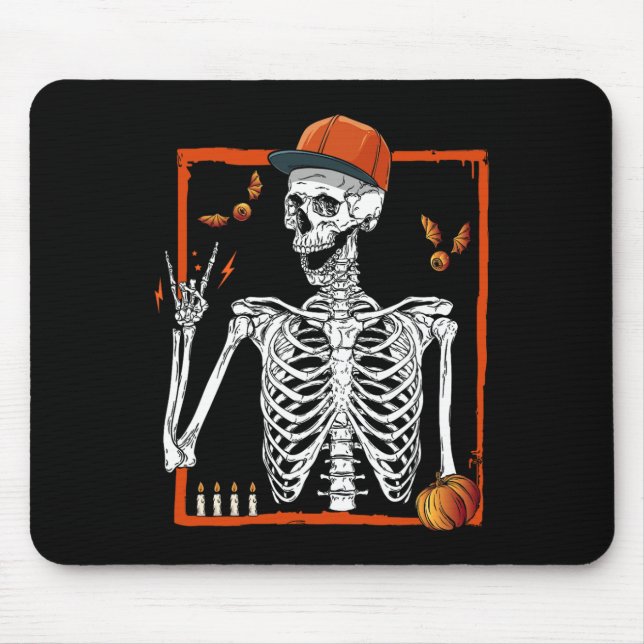 Rocker Skeleton Hand Rock On Costume Fun Halloween Mouse Pad (Front)