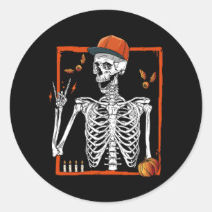 Rocker Skeleton Hand Rock On Costume Funny Hallowe Classic Round Sticker