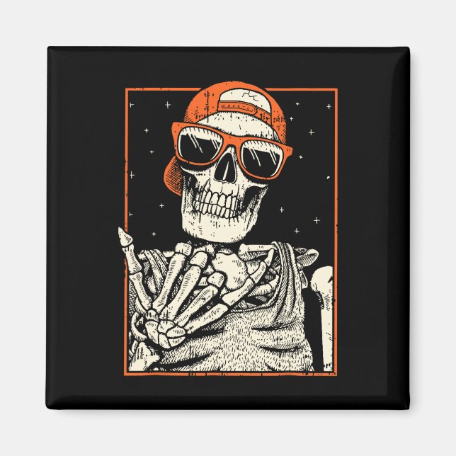 Rocker Skeleton Hand Rock On Costume Funny Hallowe Magnet (Front)