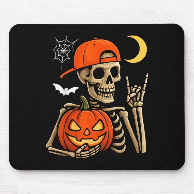 Rocker Skeleton Hand Rock On Costume Funny Hallowe Mouse Pad (Front)
