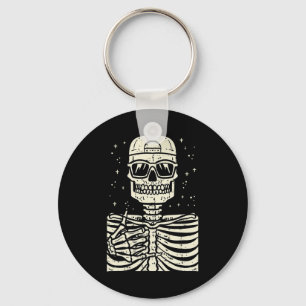 Rocker Skeleton Rock Cool Goth Halloween Men Boys Key Ring