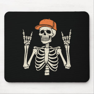 Rocker Skeleton Rock On Hand Halloween Skeleton Me Mouse Pad