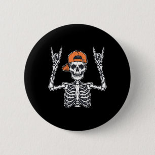 Rocker Skeleton Skater Cap Halloween Rock Men Boys 6 Cm Round Badge