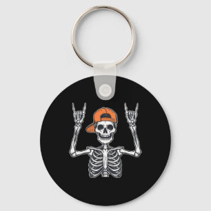 Rocker Skeleton Skater Cap Halloween Rock Men Boys Key Ring