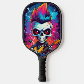 Rocker Skull with Mohawk Pickleball Paddle