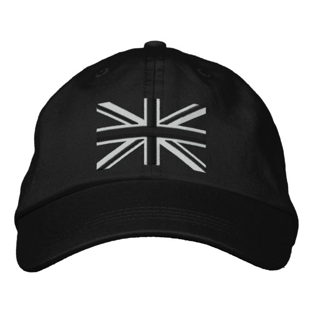 Rocker Union Jack Flag England Swag Embroidery Embroidered Hat (Front)