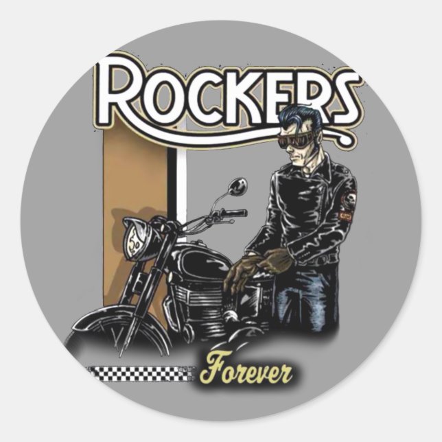 ROCKERS FOREVER. CLASSIC ROUND STICKER (Front)