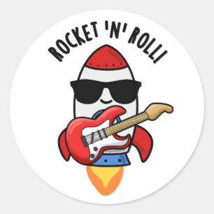 Rocket And Roll Funny Rocket Pun  Classic Round Sticker