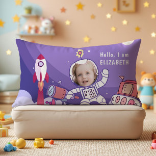 Rocket Astronaut Space Suit Custom Photo Kids Room Lumbar Cushion
