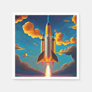 Rocket at sunset napkin