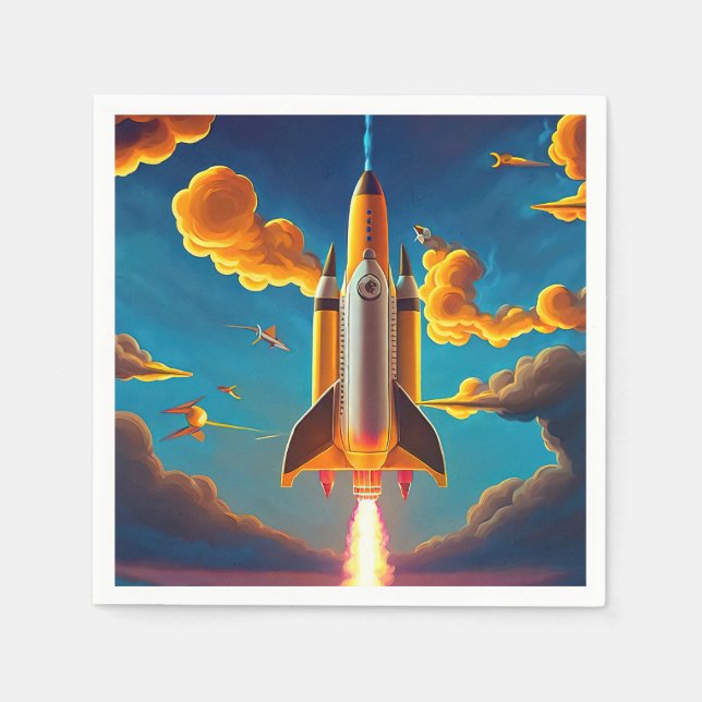 Rocket at sunset napkin (Front)