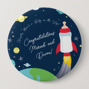 Rocket Baby Shower Bottle Spaceship Outer Space 10 Cm Round Badge