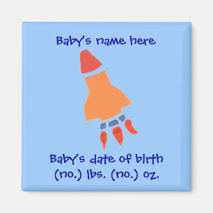Rocket birth announcement keepsake magnet