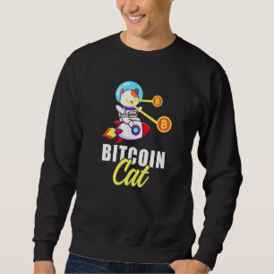 Rocket Bitcoin Cat Laser Eyes Coins Cryptocurrency Sweatshirt
