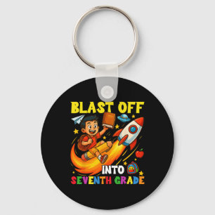 Rocket Blast Off Into Seventh Grade Funny Ck To Sc Key Ring