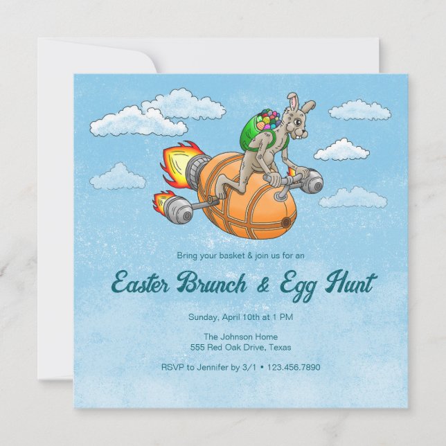 Rocket Bunny's Easter Brunch & Egg Hunt Invitation (Front)