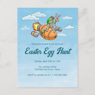 Rocket Bunny's Easter Egg Hunt Invitation Postcard
