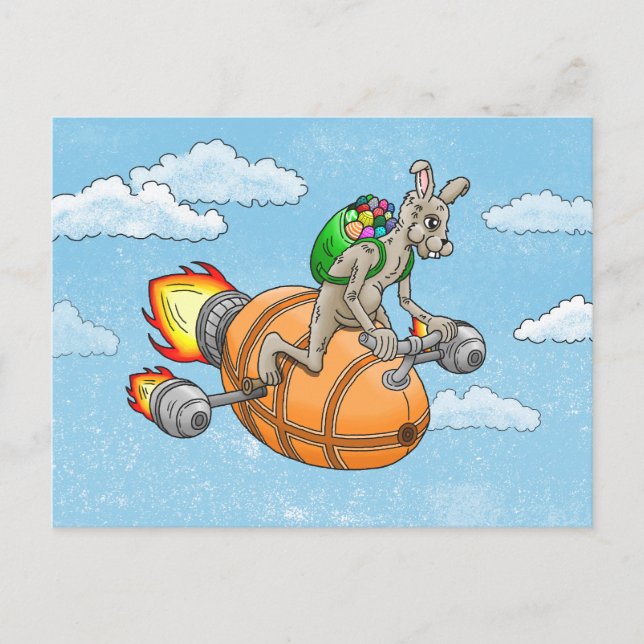 Rocket Bunny's Egg Hunt Holiday Postcard (Front)