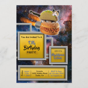 Rocket Cat Delivery Funny Invitation