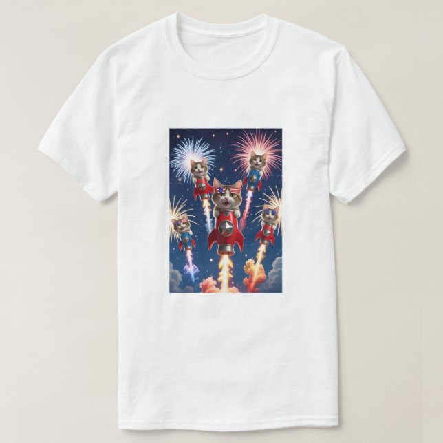 Rocket Cats – 4th of July Cat T-shirt (Design Front)