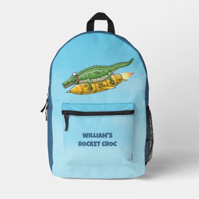 Rocket Croc Printed Backpack (Front)