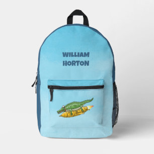 Rocket Crocodile Printed Backpack