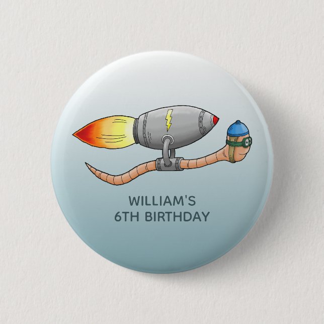 Rocket Earthworm 6 Cm Round Badge (Front)