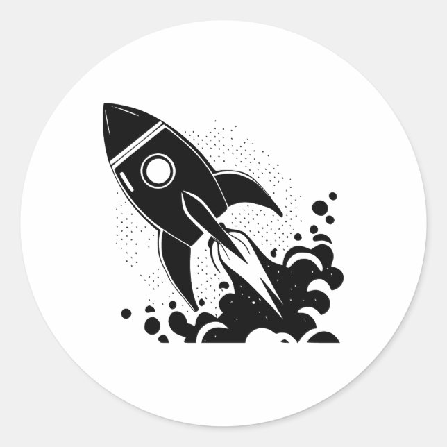 Rocket Essence in Black and White Classic Round Sticker (Front)