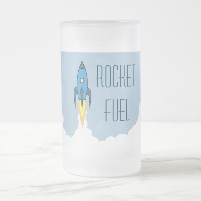 Rocket Fuel Funny Alcohol Drunk Humour Quote Brew Frosted Glass Beer Mug (Center)