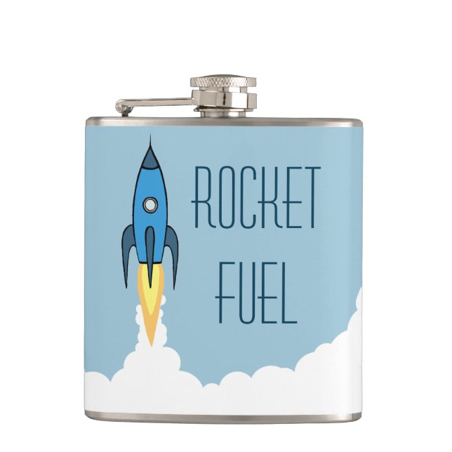 Rocket Fuel Funny Alcohol Drunk Humour Quote Hip Flask (Front)