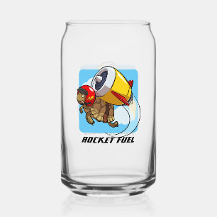 Rocket Fuel Funny Flying Jet Tortoise Cartoon Can Glass