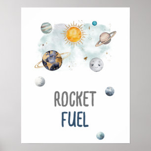 Rocket Fuel Galaxy Outer Space Birthday Baby Boy Poster