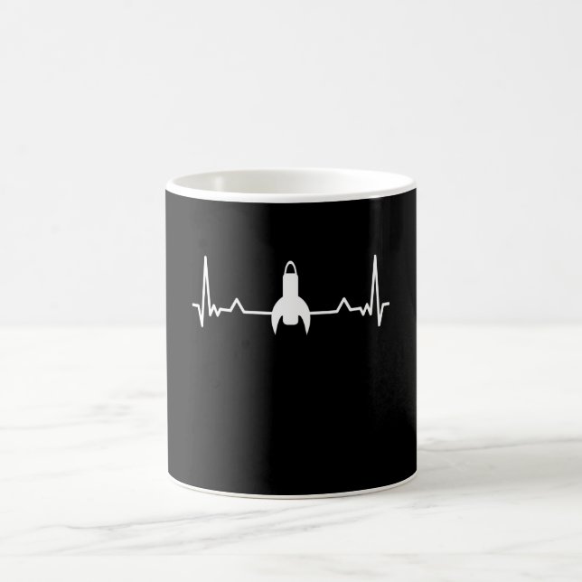 Rocket Heartbeat Space Travel Gift Coffee Mug (Center)