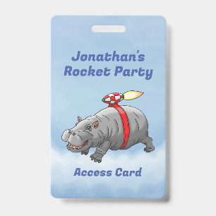 Rocket Hippo Birthday ID Badge