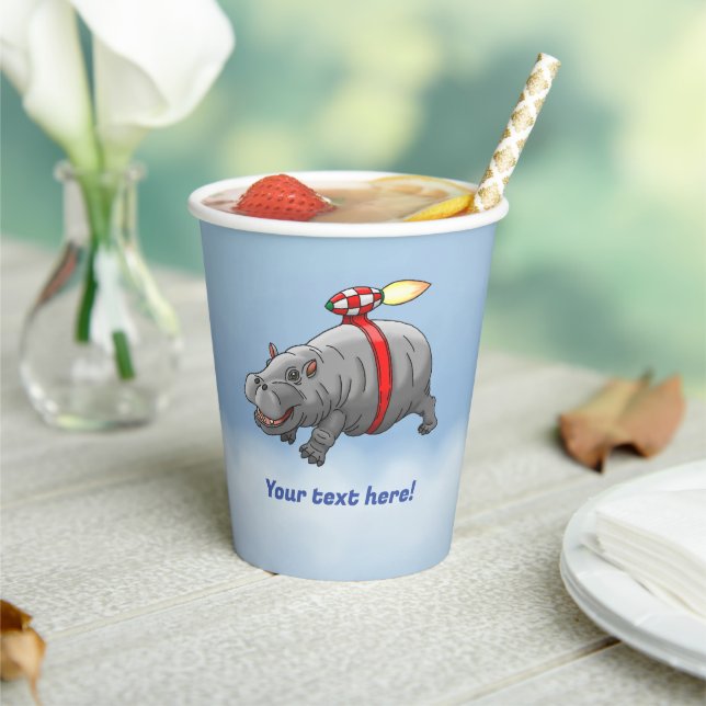 Rocket Hippo Birthday Paper Cups (Insitu)