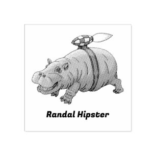 Rocket Hippo Rubber Stamp