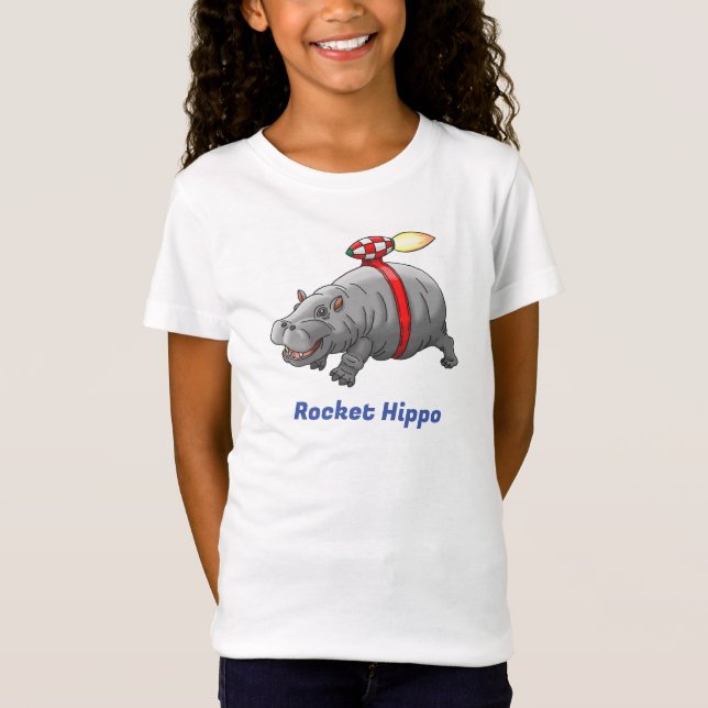 Rocket Hippo with a Jetpack T-Shirt (Front)