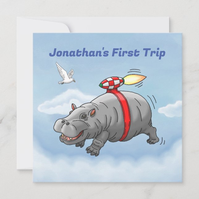 Rocket Hippo's jetpack Invitation (Front)