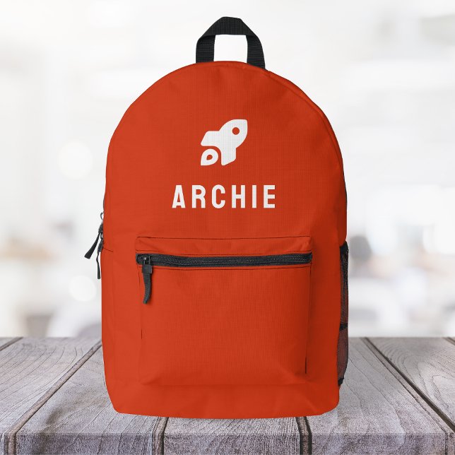 Rocket Icon Motif Minimal Red Printed Backpack (Creator Uploaded)