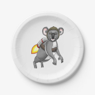 Rocket Koala Bear Paper Plate