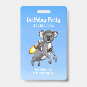 Rocket Koala Birthday ID Badge