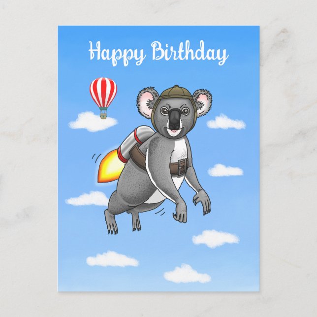 Rocket Koala's Birthday Postcard (Front)